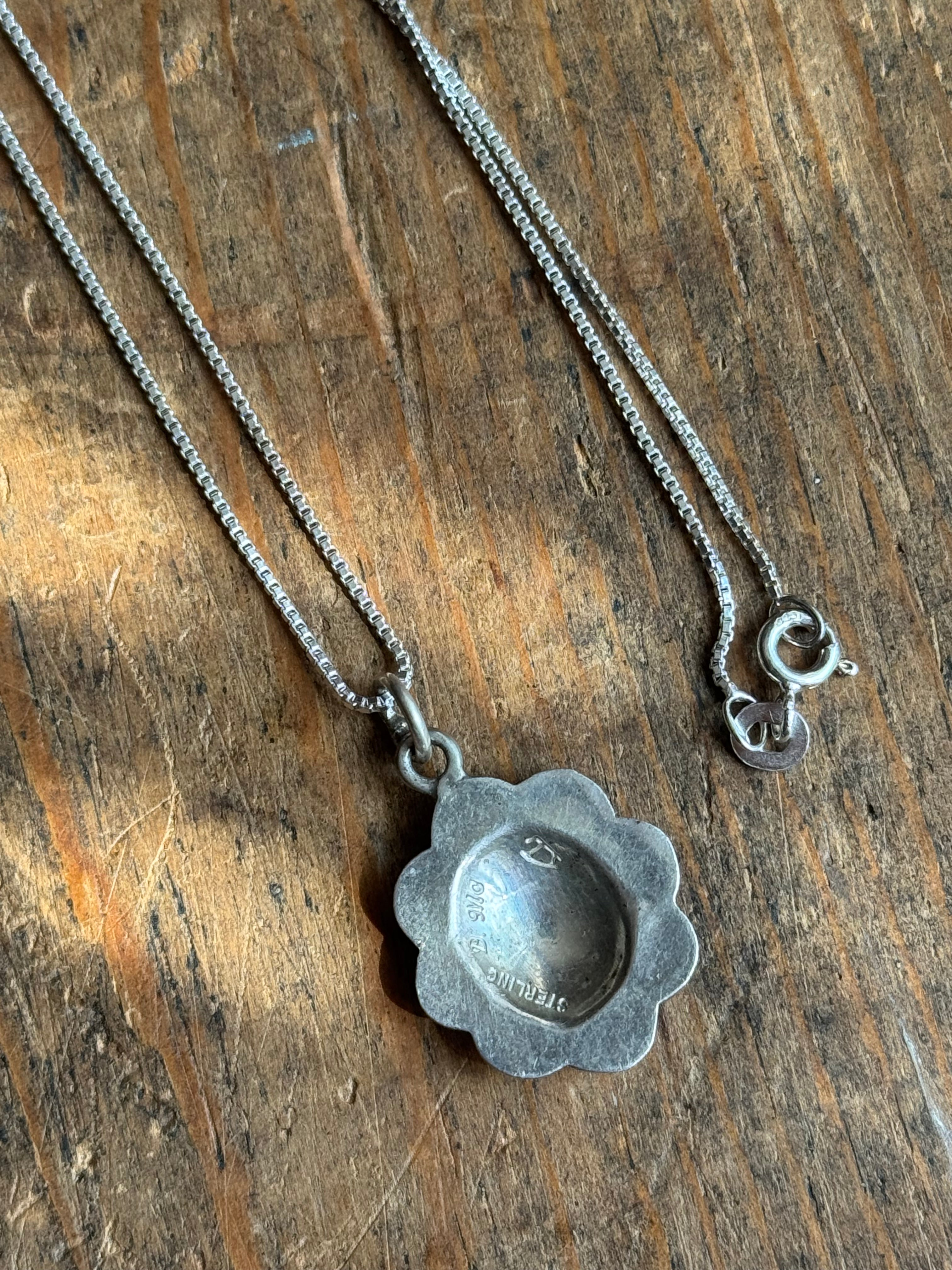 Vintage Sterling Silver Stamped Concho 18" Necklace
