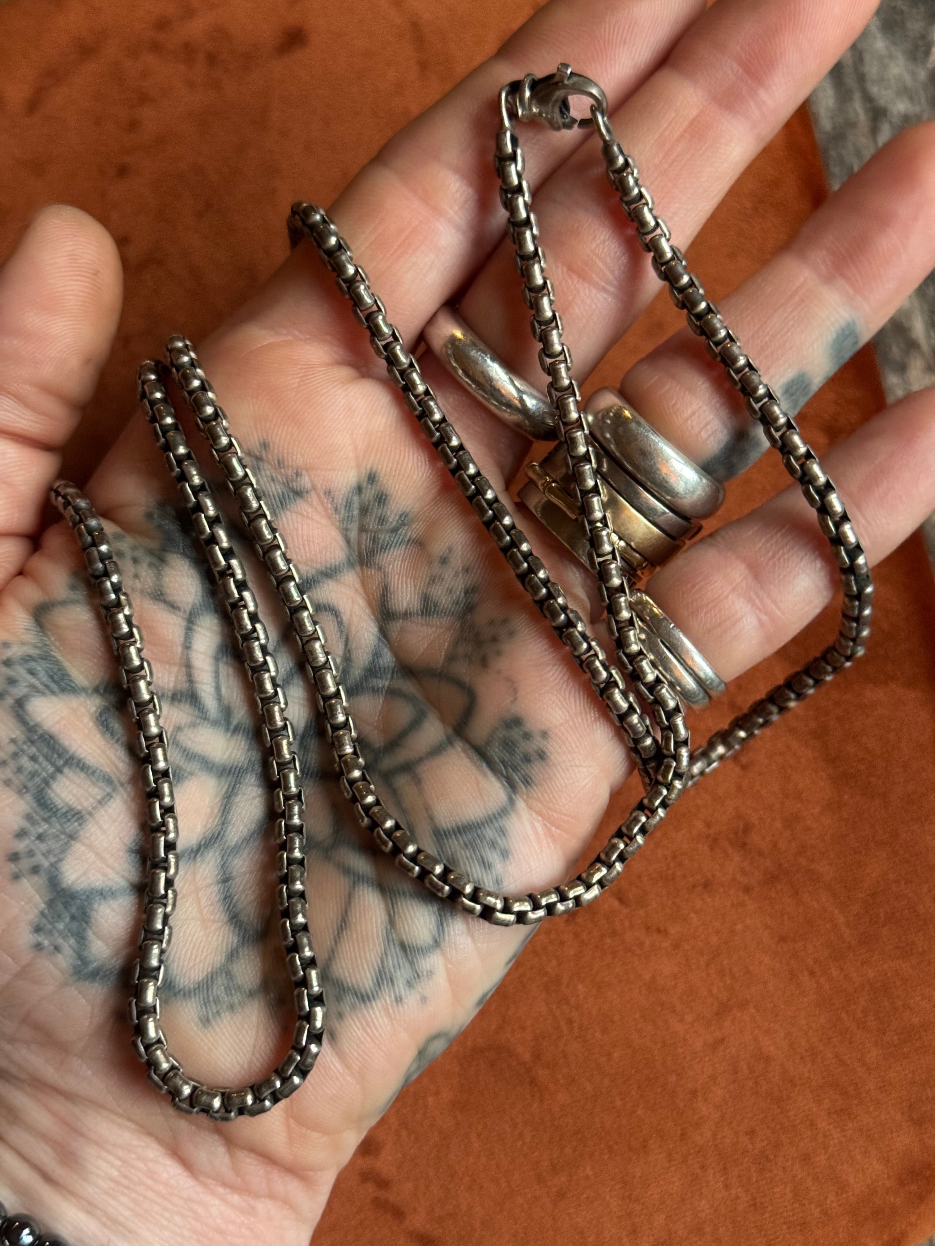Vintage Sterling Silver 32” Round Box Chain