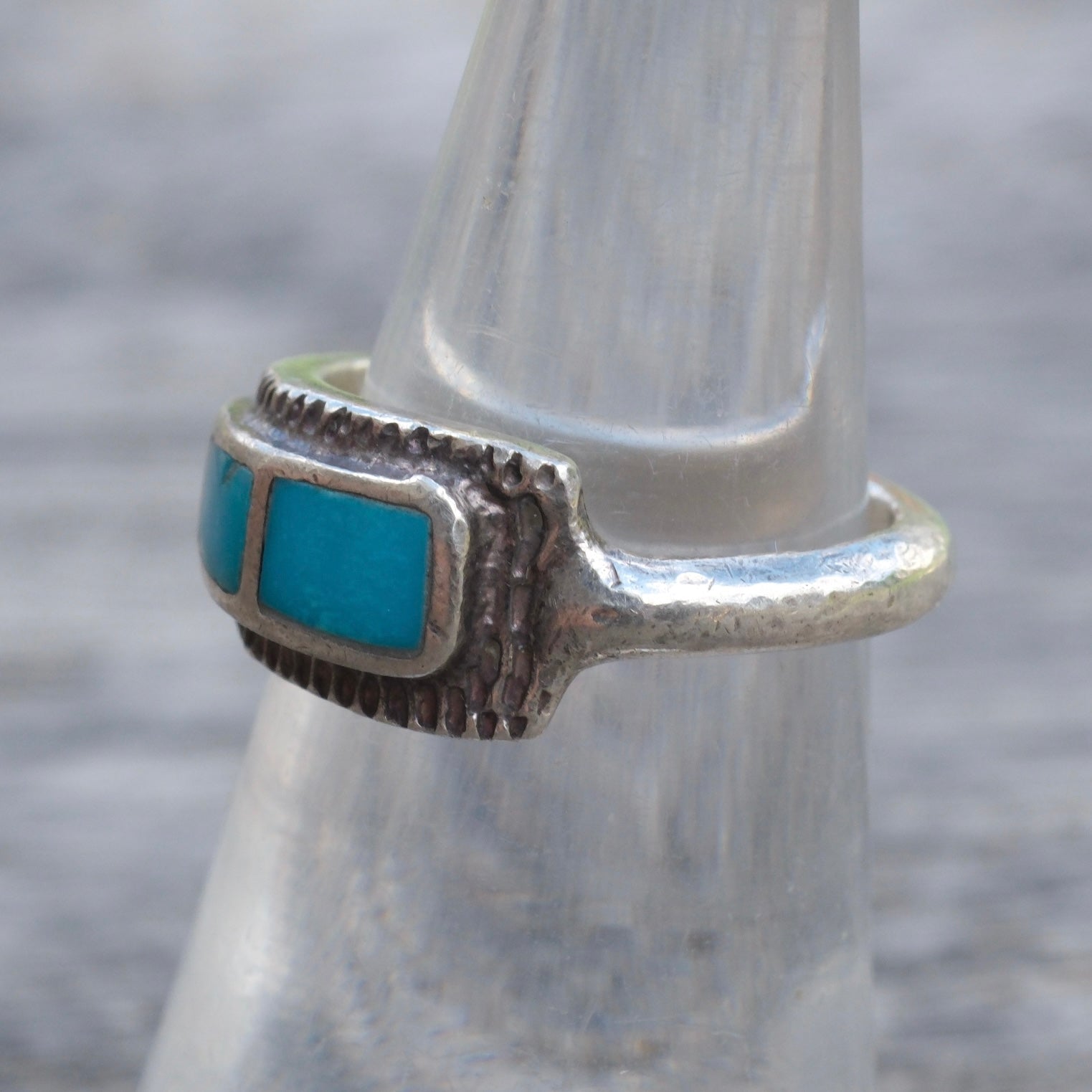 Vintage Sterling Turquoise Inlay Ring 5.25