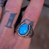 Vintage Sterling Turquoise Lucky Horseshoe Ring 13