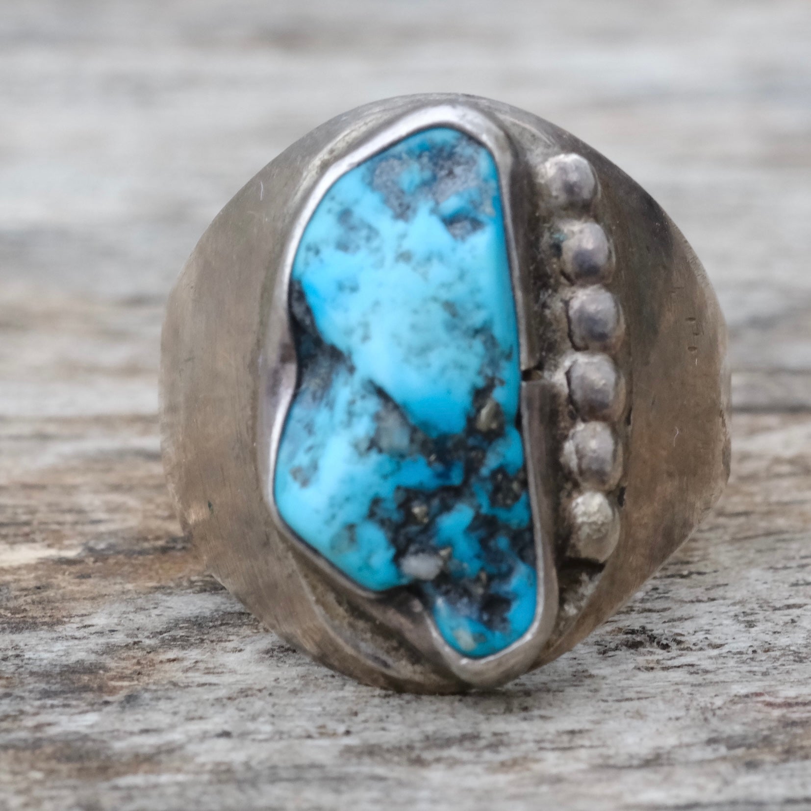 Vintage Sterling Turquoise Ring 10.5