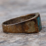 Vintage Sterling Crushed Turquoise Inlay Band 10.75