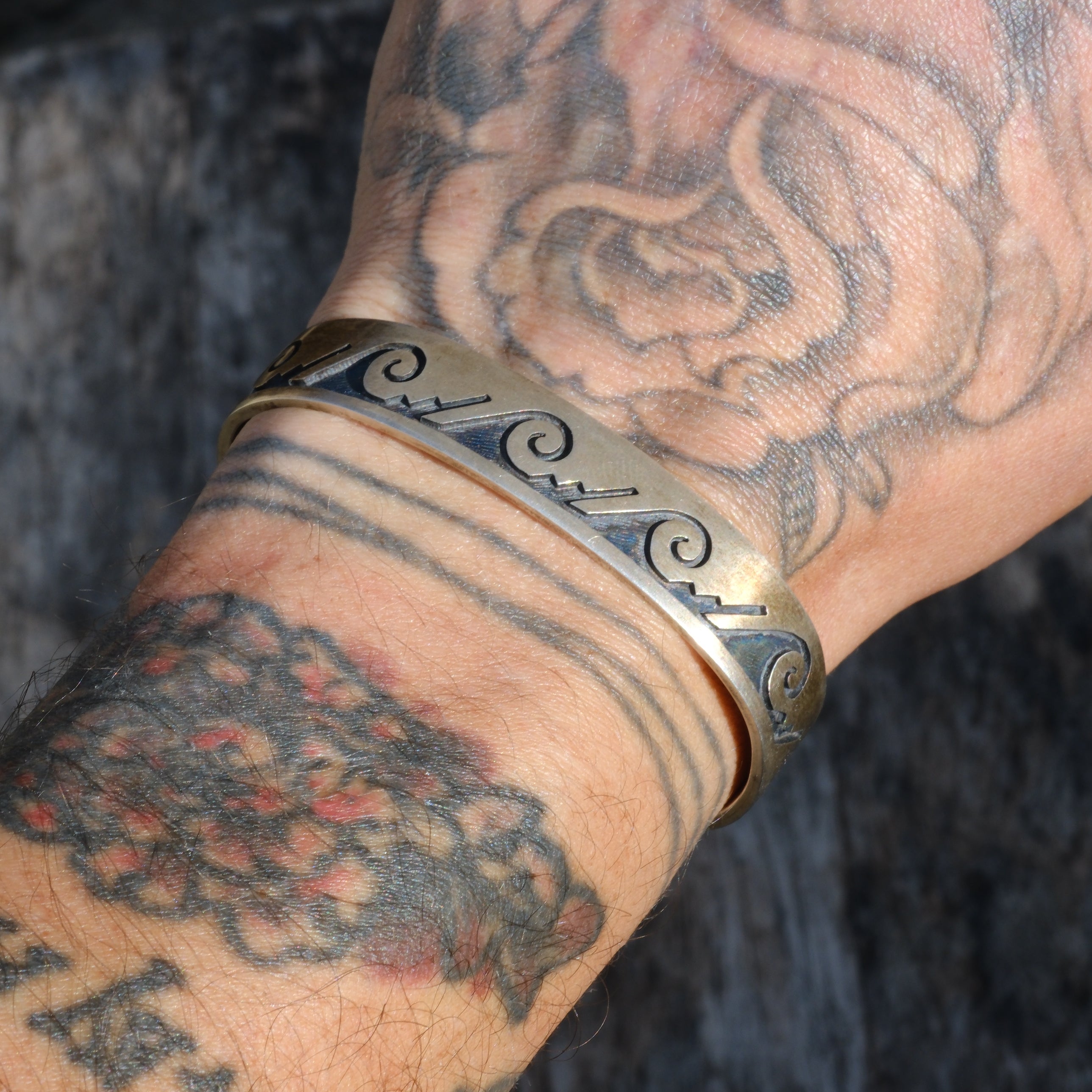 Vintage Sterling Stamped Cuff Bracelet