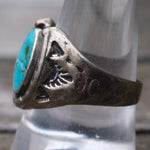 Vintage Sterling Turquoise Horseshoe Ring 10.25