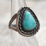 Vintage Sterling Turquoise Roper Ring 6.25