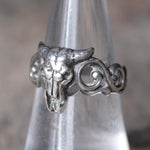 Vintage Sterling Silver Steer Skull Ring 7.5