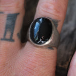 Vintage Sterling Onyx Cabochon Ring 11.5