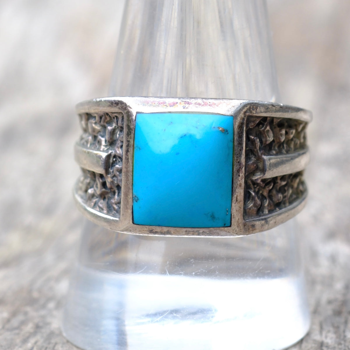 Vintage Sterling Turquoise Ring 10.75