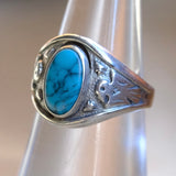 Vintage Sterling Turquoise Thunderbird Ring 5.75
