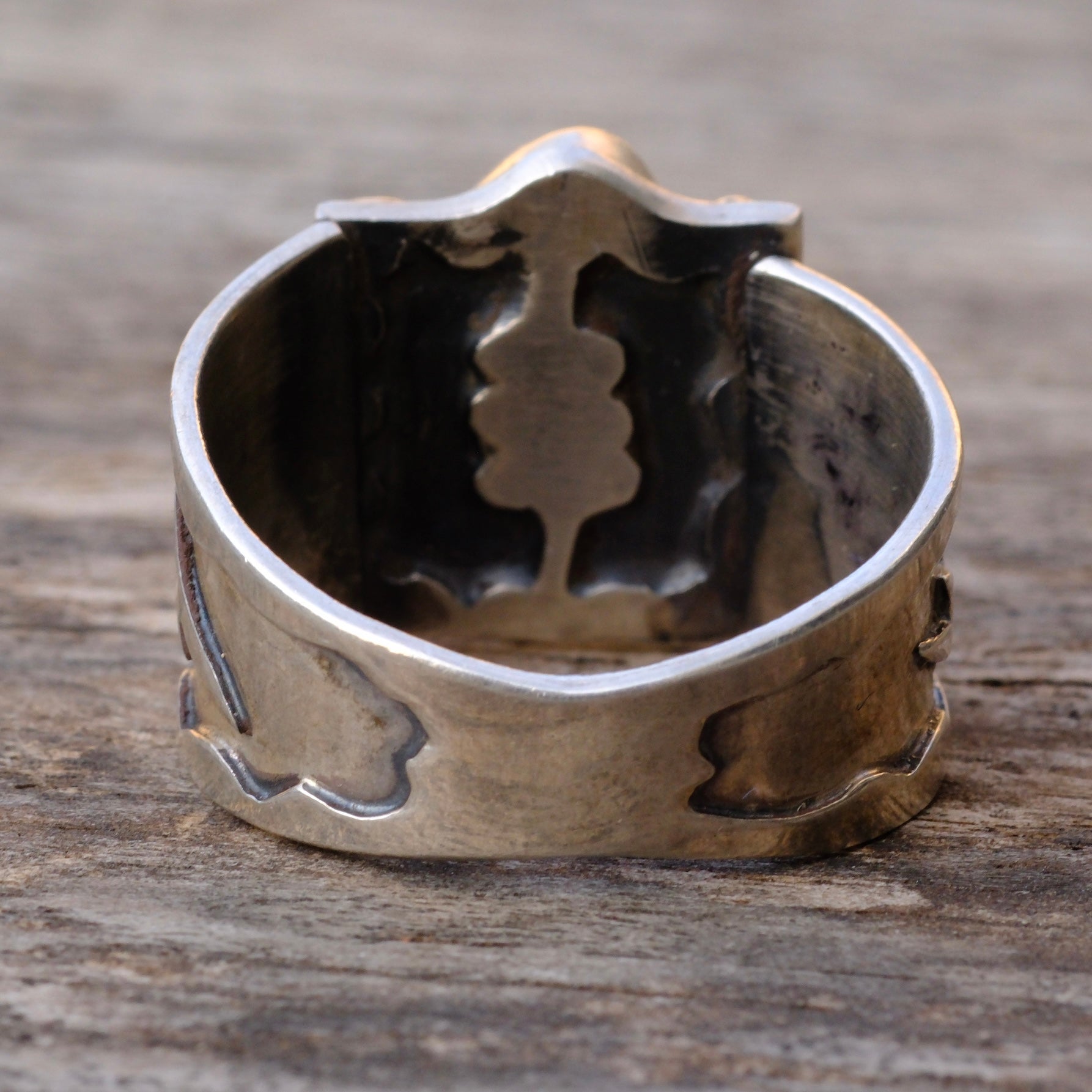 Sterling Silver Stamped Band Turquoise Ring 13.75