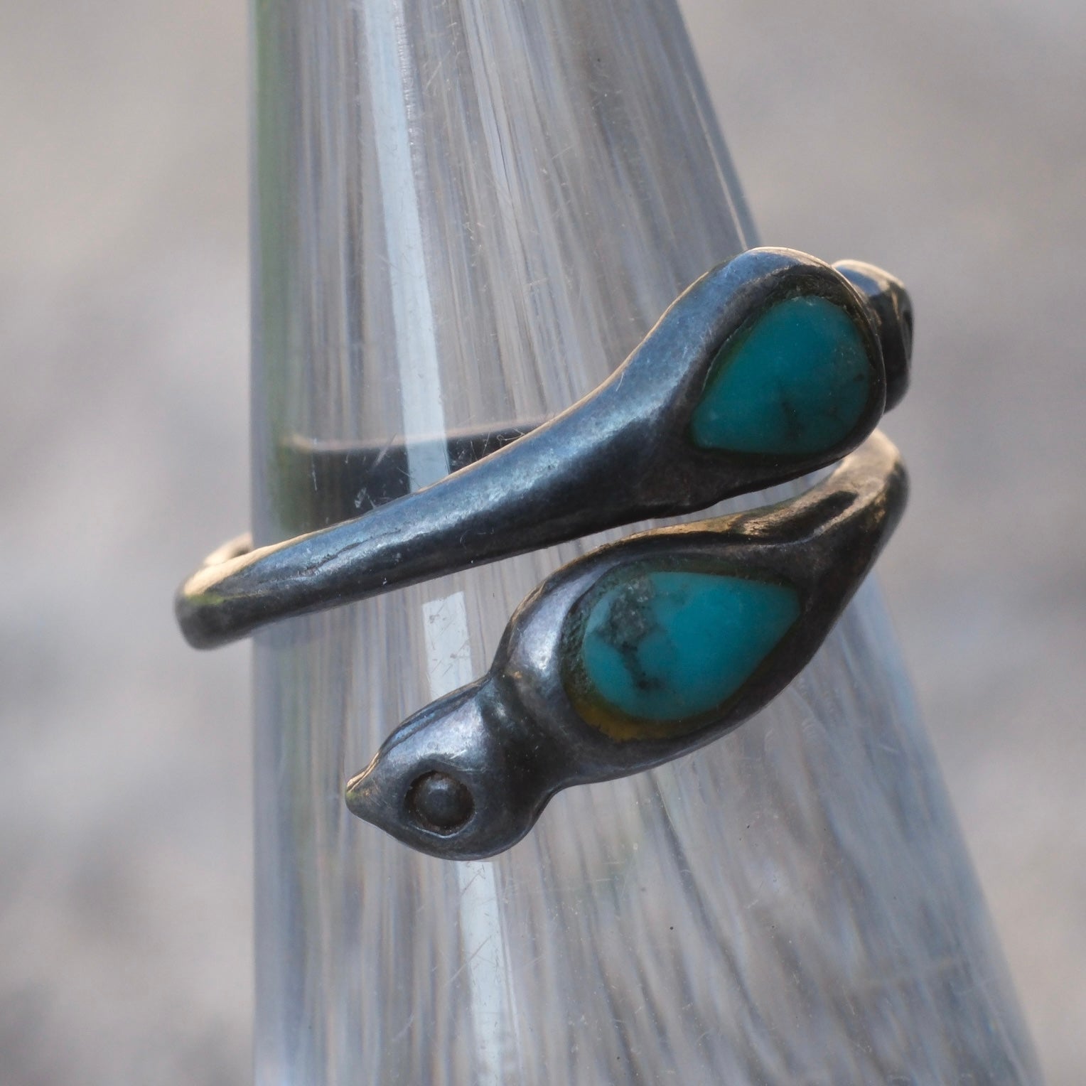 Vintage Sterling Turquoise Overpass Ring 3.25