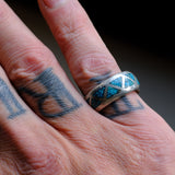 Vintage Sterling Crushed Turquoise Inlay Band 7.25