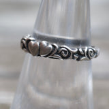 Vintage Sterling Silver Heart Band 6.25