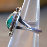 Vintage Sterling Turquoise Feather Ring 6.25