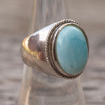 Vintage Sterling Larimar Signet Ring 7.25