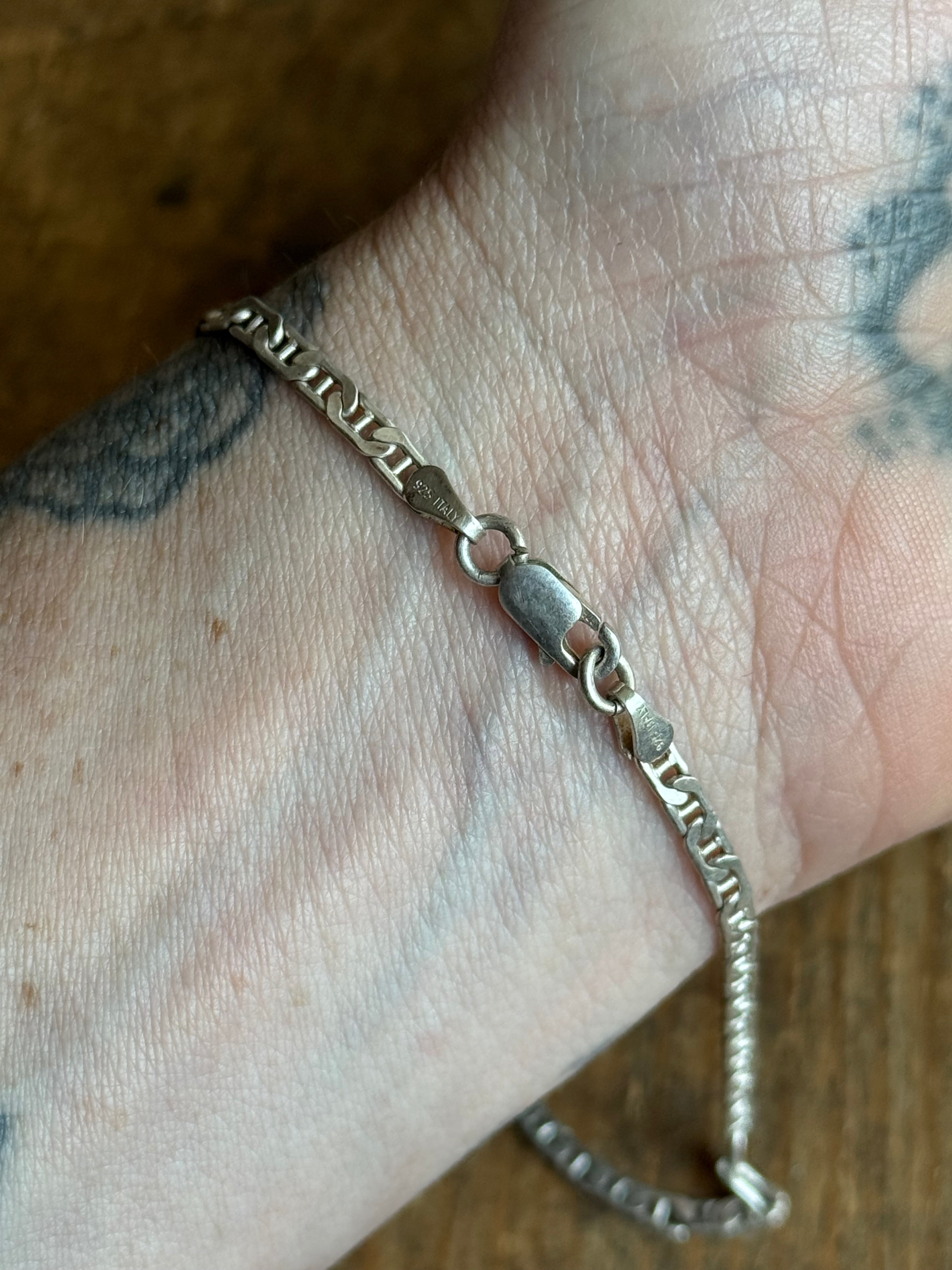 Vintage Sterling Silver 9.25” Mariner Link Chain Bracelet