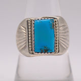 Vintage Sterling Turquoise Stamped Band Ring 8.5
