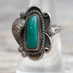 Vintage Sterling Turquoise Feather Ring 7