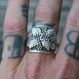 Vintage Sterling Silver Leaf Ring 9.75