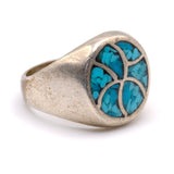 Vintage Sterling Crushed Turquoise Inlay Ring 9