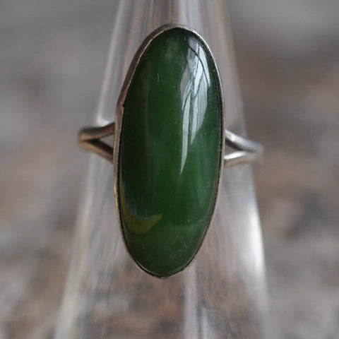 Vintage Sterling Green Carnelian Ring 5.75