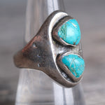 Vintage Sterling 2-Stone Turquoise Ring 8.5