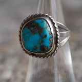 Vintage Sterling Turquoise Roper Ring 5