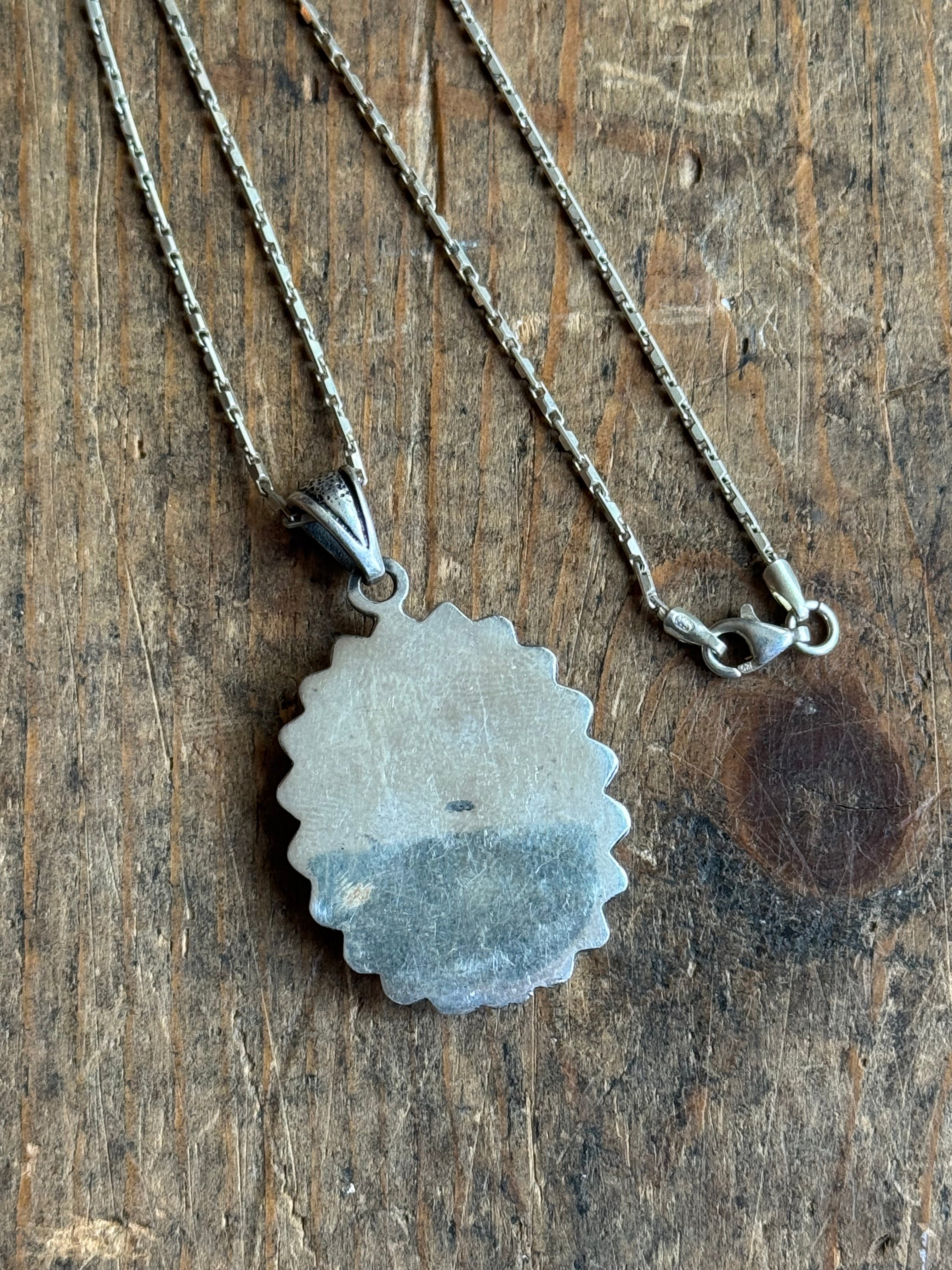 Vintage Sterling Silver Mother of Pearl Necklace