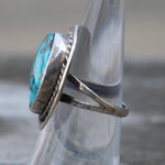 Vintage Sterling Turquoise Roper Ring 6.5