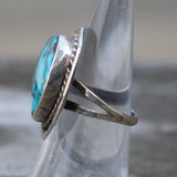 Vintage Sterling Turquoise Roper Ring 6.5