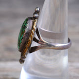 Vintage Sterling Spiderweb Turquoise Ring 7.75