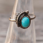 Vintage Sterling Turquoise Feather Ring 5