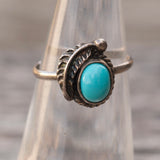 Vintage Sterling Turquoise Feather Ring 5