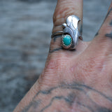 Vintage Sterling Turquoise Feather Ring 5.25