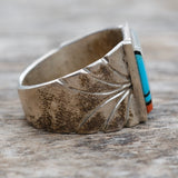 Vintage Sterling Multistone Inlay Ring 8