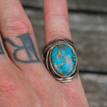 Vintage Sterling Compressed Turquoise Ring 8.5