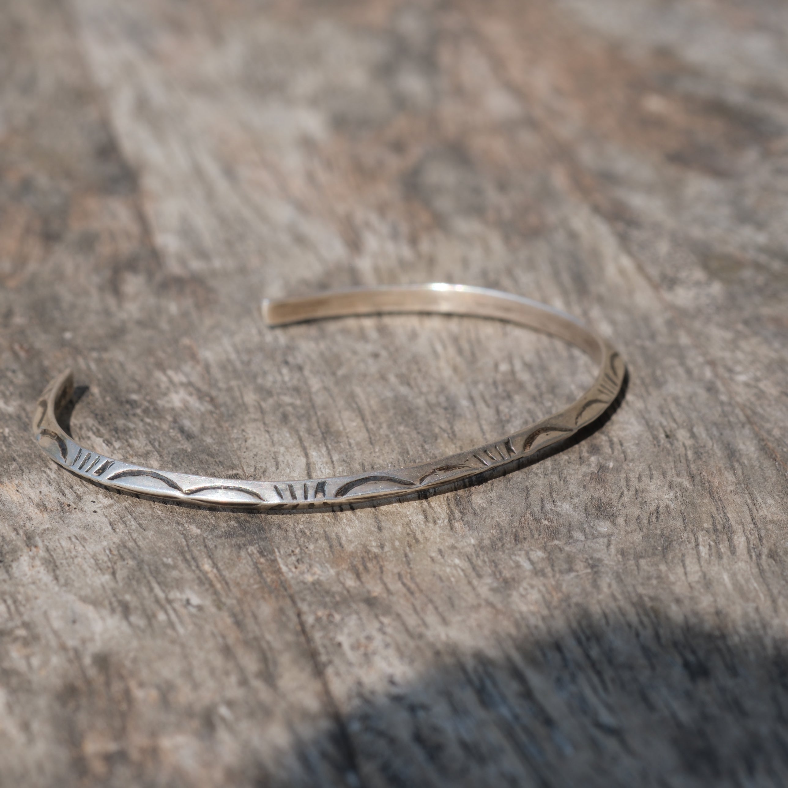 Vintage Sterling Silver Stamped Triangle Cuff