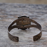 Vintage Sterling Petrified Wood Stamped Cuff