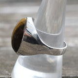 Vintage Sterling Tigers Eye Cabochon Ring 9.5