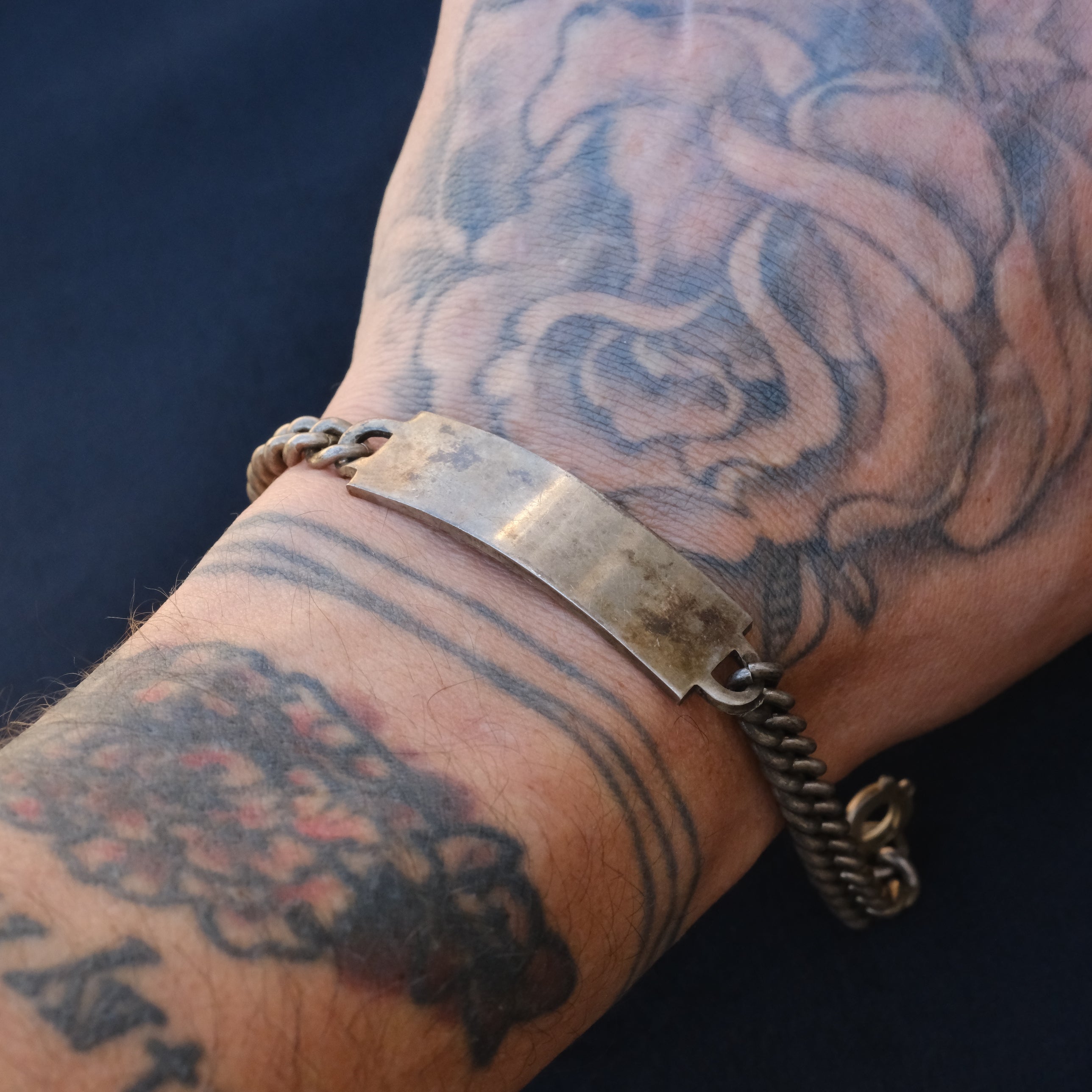 Vintage Sterling Silver Military ID Bracelet