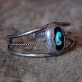 Vintage Sterling Turquoise Shadowbox Cuff Bracelet