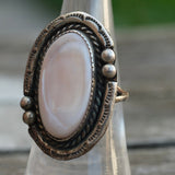 Vintage Sterling Mother Of Pearl Ring 6.75