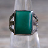 Vintage Sterling Older Turquoise Stamped Band Ring 6