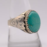 Vintage Sterling Turquoise Stamped Band Ring 9