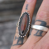 Vintage Sterling Petrified Wood Ring 4.75