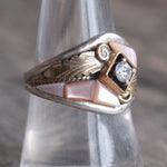 Vintage Sterling Mother Of Pearl and CZ Ring 8.25
