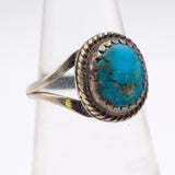 Vintage Sterling Turquoise Roper Ring 4.25