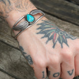 Vintage Sterling Turquoise Feather Cuff