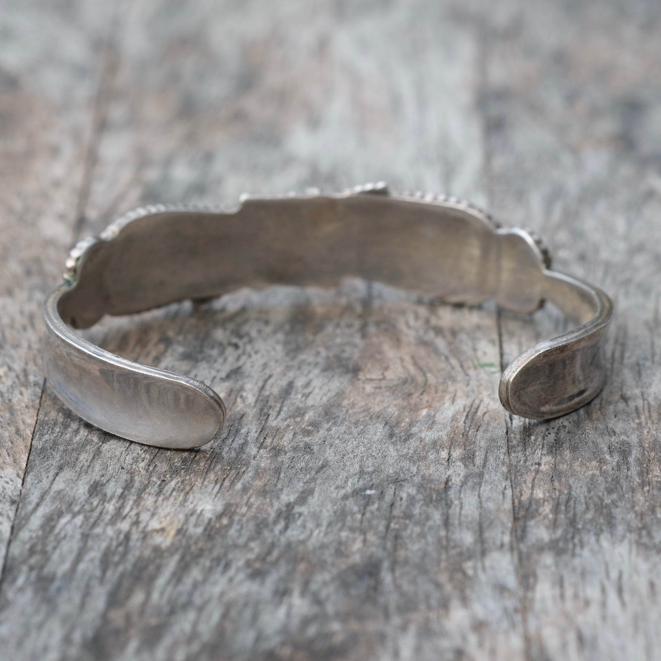 Vintage Sterling Turquoise Inlay Cuff Bracelet