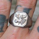 Vintage Sterling Order Of The Moose Signet Ring 10.75